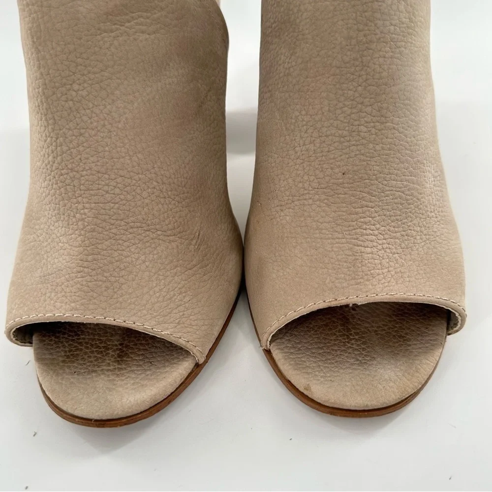 Sbicch womens ankle booties size 9 beige nubuck leather slip on mules